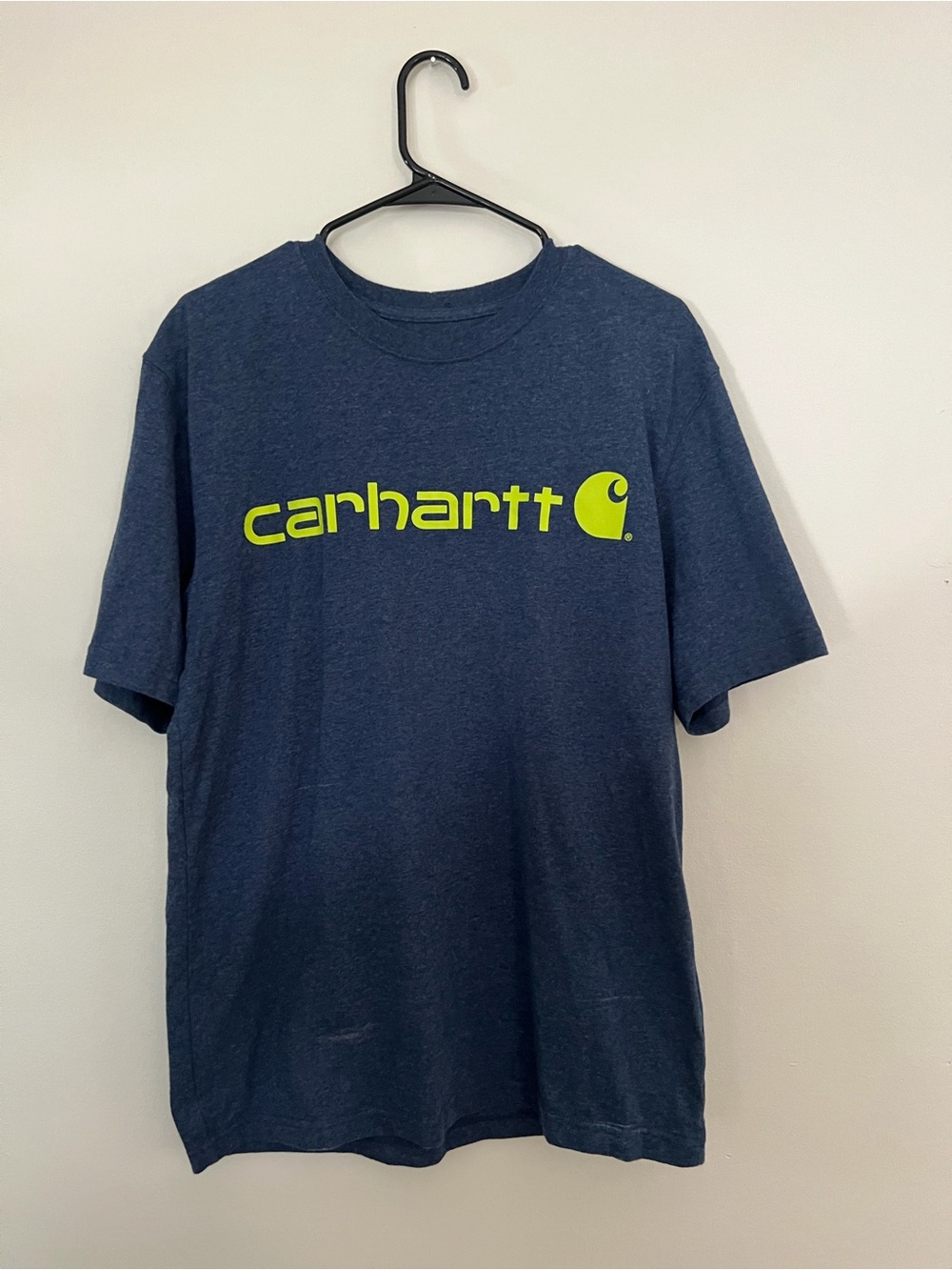 Carhartt Navy Blue Short Sleeve Tee with Lime Logo